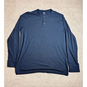 Croft & Barrow Extra Soft Mens Navy Blue Long Sleeve Henley Shirt Size XL Tall